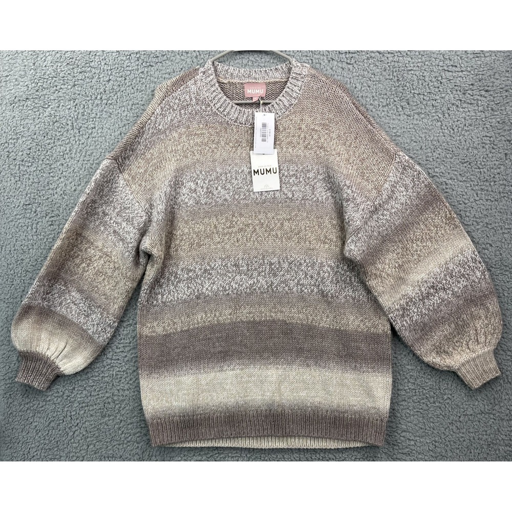 Show Me Your Mumu Womens Medium Timothy Tunic Sweater Neutral Space Dye Knit NWT